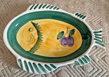 CALECA Frutta  ITALY  15" Fish Shaped Platter Dish Unique Hand Painted