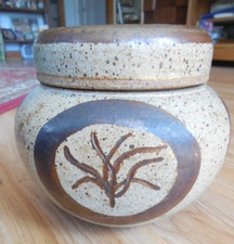 Studio Art Pottery Lid Container Collect Jar Signed  Maine  1979
