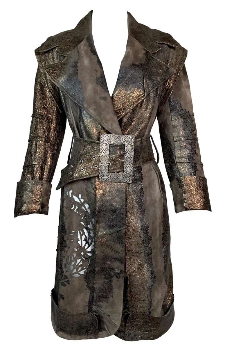 F/W 2006 Christian Dior John Galliano Bronze Leather Pirate Cut-Out Jacket