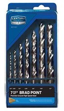 Century Drill & Tool Fractional HSS Brad Point Wood Bits, 7-Piece Set (37207)