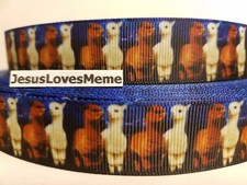 Grosgrain Ribbon Alpacas Baby Livestock Wool Farm Animals Fun Friends 7/8"