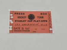 1982 Chicago Blackhawks Stanley Cup Playoffs Hockey Ticket Press Box Pass Blues