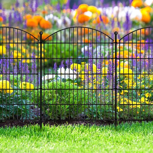 10 Panels Garden Fence With Gate Metal Animal Barrier Wire Border Ground Stake - Picture 5 of 9