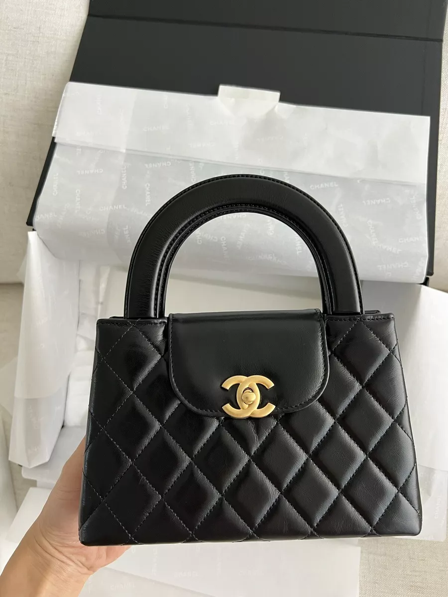 CHANEL KELLY Small Black Top Handle Handbag 23K New Full Set Mini