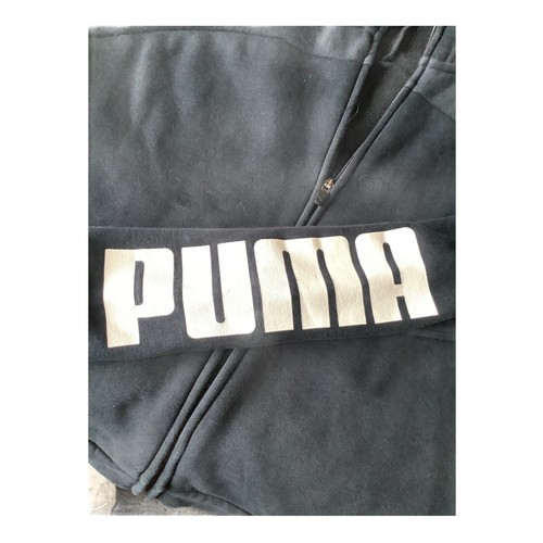 Puma Fleece Hoodie Size M black track jacket active Athleisure casual Unisex Top - Picture 6 of 9