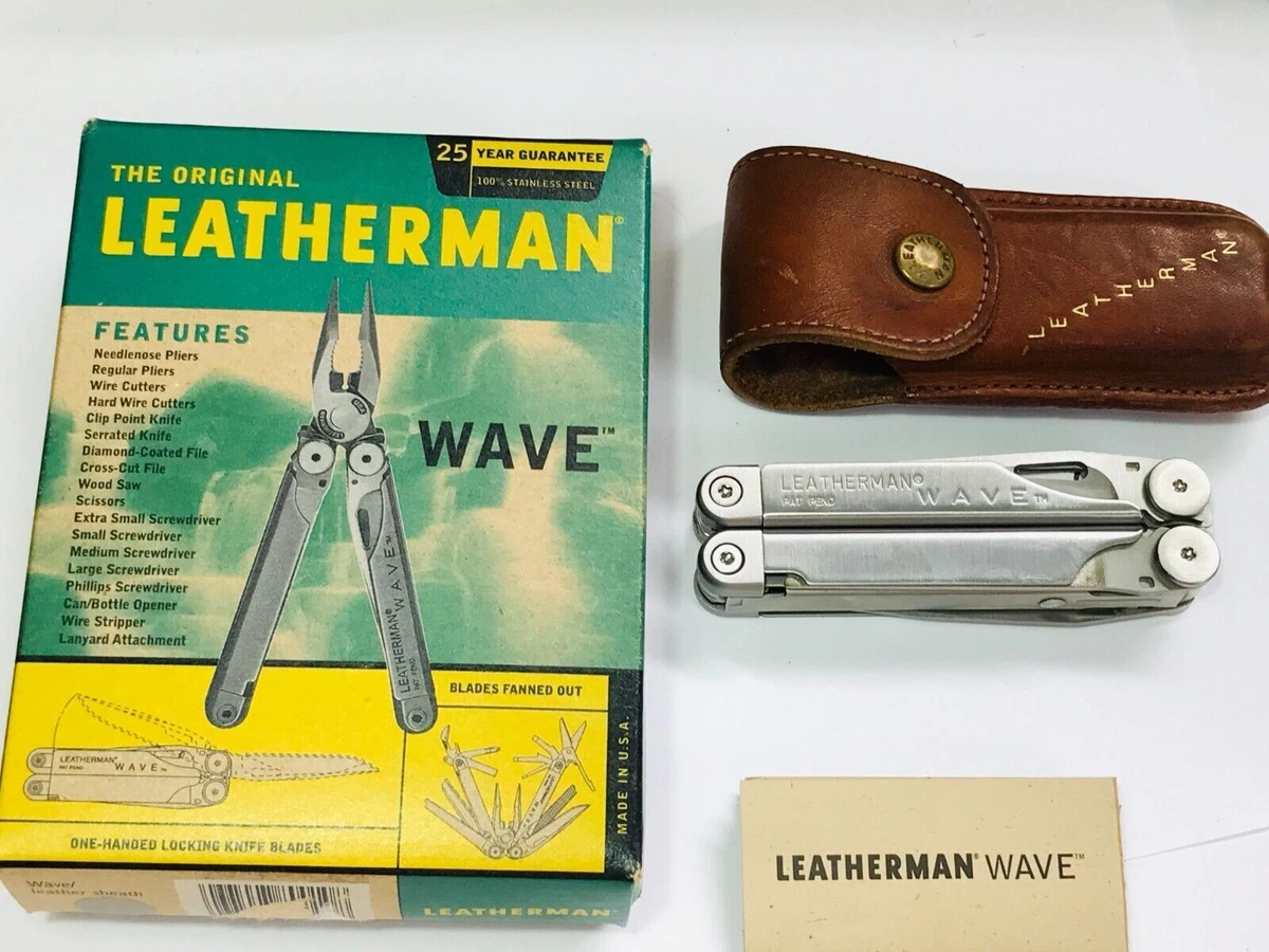 Vintage Original Leatherman WAVE Tool Multitool Knife W/ Box Leather Sheath  USED