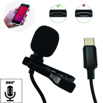 Mini Portable Android Type C USB Microphone Clip Lapel Microphone Video ...