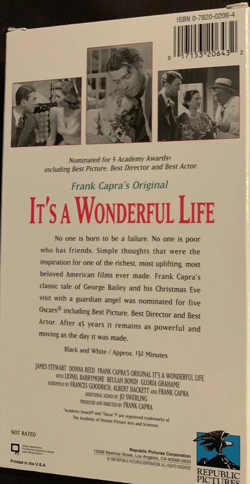 Its a Wonderful Life (VHS, Original Uncut Version B&W - Image 2 of 2