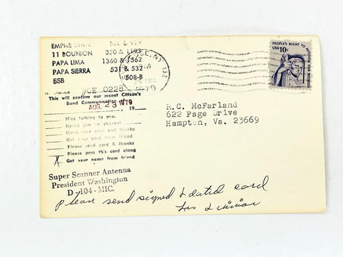 Vintage QSL Card Ham CB Amateur Radio Red Torino Les Spooler Vivian Tallman - Picture 2 of 2