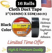 16 Roll 2" X 55M 60 Yards Cloth Duct Tape Utility Grade Industrial SUV Vinyl TRU