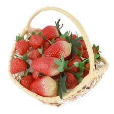 24 PCS Fake Strawberry Slices Artificial Fruit Plastic Lifelike Red Kitchen