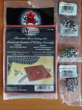 Tandy Leather Factory Decorative Rivet Setting Kit w/30 Crystal Rivets