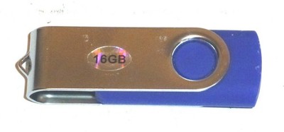 16GB USB 2.0 Flash Drive with Rotating Cover Blue Unbranded