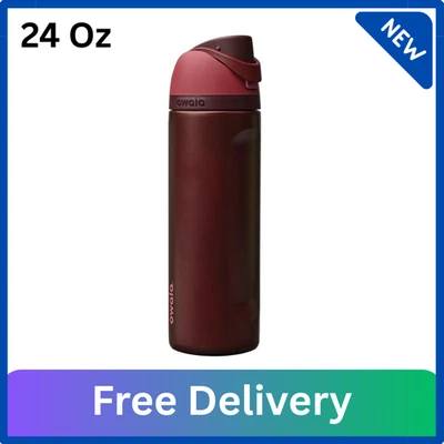 BRANDED Owala FreeSip Insulated Stainless Steel Water Bottle 24 Ounces, Black Cherry