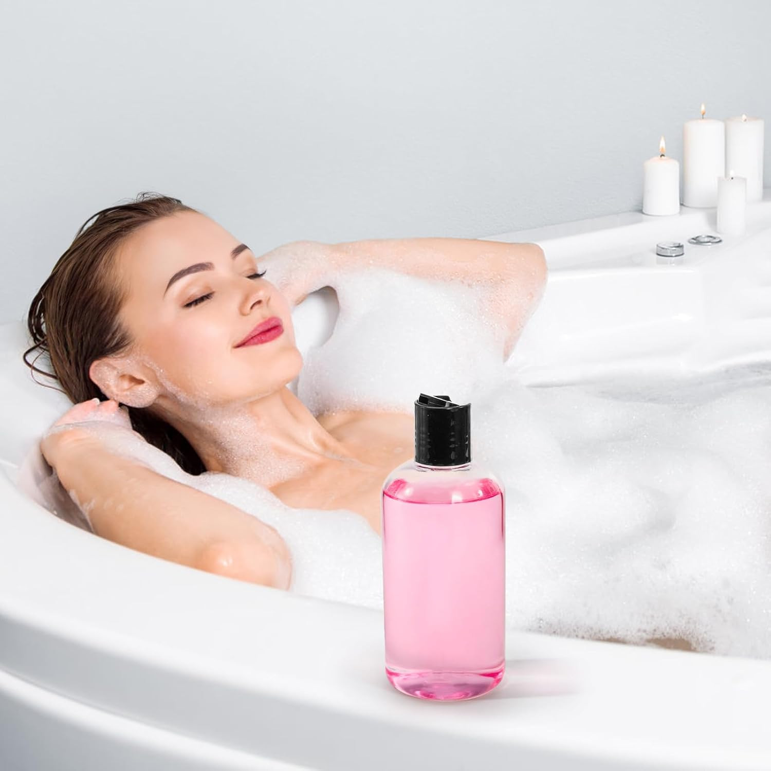 16 Pack 8oz Clear Plastic Empty Bottles with Disc Top Caps, Refillable Travel Co