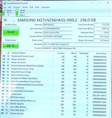 MZ-7LN256C 256GB Samsung PM871b MZ7LN256HAJQ-000L2  2.5'' SATA Solid State Drive