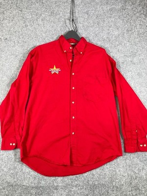 Graphic Sports HEB Grocery Uniform Chef Works Shirt Button Down Mens L Red Logo