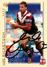 Signed 2003 Sydney Roosters NRL Select XL Card - Luke Ricketson