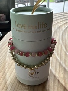 Authentic Love This Life 14k Gold Plated & Glass Beaded Bracelet-Signed “Radiate Love”