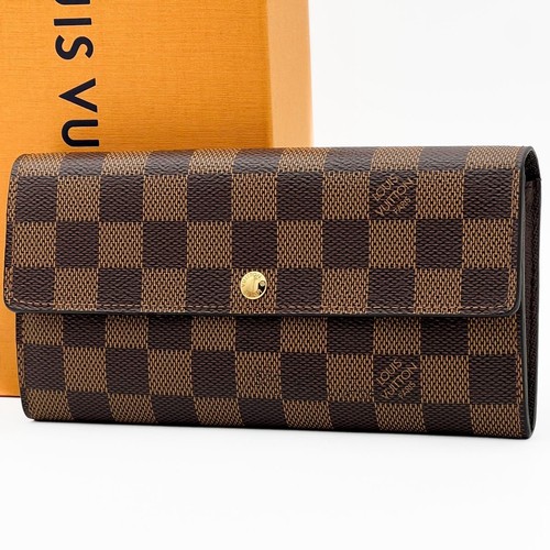 Louis Vuitton Damier Ebene Portefeuille Sarah Long Wallet Used Brown From Japan