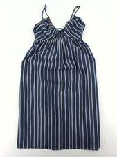 Treasure & Bond Womens Medium Blue Cream Striped Cami Midi Dress Smocked Bust