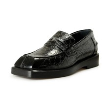 Versace Men's Black 100% Croc Print Leather Slip On Loafers Shoes US 12 IT 45