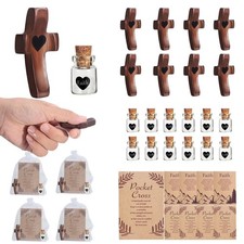 20Sets 80 Total Wooden Pocket Cross Christian Faith Based Religious Gift Bul...