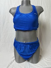 Vintage 90s Ceres Womens Two Piece Workout Swimsuit Blue Size 34 Made In USA