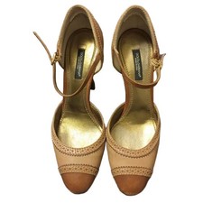 Dolce & Gabbana Pumps Strap Leather Brown Women's Size EU35/US5