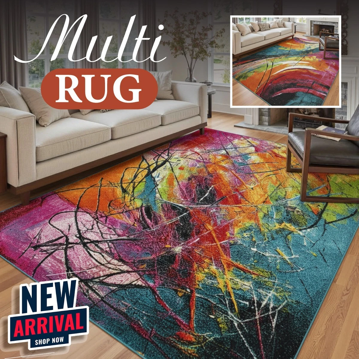 Multi Colours Large Area Rug Living Room Bedroom Carpet Hallway Runner Floor Mat