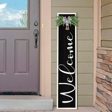 Welcome Sign for Front Porch Standing Large Outdoor Decor 45"X9" Vertical Lea...