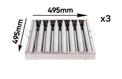 TT BAFFLE FILTERS Canopy Grease Baffle Filter Stainless Steel Kitchen Extraction Hood (BOX OF 3)