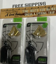 LOT OF 2  Googan Squad 1/2 Oz. Hummer Buzz Baits Buzzbaits Black Blue Flake