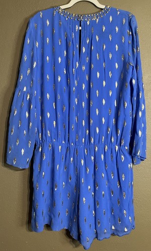 LILLY PULITZER Ariele Bennet Blue Silk Metallic Diamond Shorts Romper size XL - Picture 2 of 8