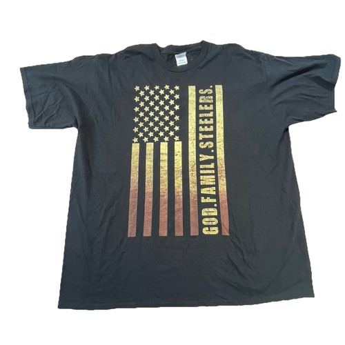 Pittsburgh Steelers Shirt Size 2XL Black God Family USA Flag NFL Team - Picture 12 of 12