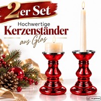 2 KerzenstäNder Glas Rot Kerzenhalter Stabkerze Stumpenkerze Deko Weihnachten