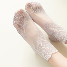 Calze donna maglia pizzo trasparente calze sottili corte alla caviglia calze estive traspiranti-B9