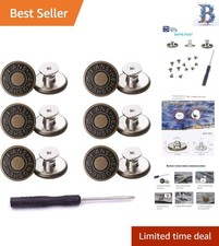 Easy Install 12 Pcs Brass Jeans Buttons Set - 17mm No-Sew Adjustable