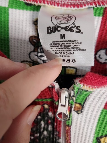Buc-ees Einteiler Thermo Pyjama Damen M Weihnachten Urlaub Loungewear Biber - Bild 3 von 6