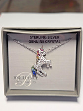 Sterling Silver Crystal Unicorn Pendant with 18" chain necklace - New