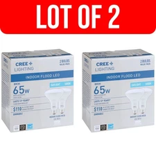 Lot of 2 CREE LIGHT BULBS Indoor Flood LED BR30 65W Dimmable 5000k Daylight