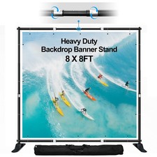8x8 ft Backdrop Banner Stand, Heavy Duty Adjustable Background Stand Kit with...