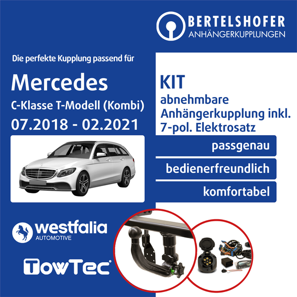 FüR Mercedes C-Klasse T-Modell (Kombi) Typ S205 18- AHK Abn +7Pol Sp. E-Satz KPL-image