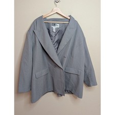 Ben Marc International Gray Double Breasted Blazer Plus Size 34