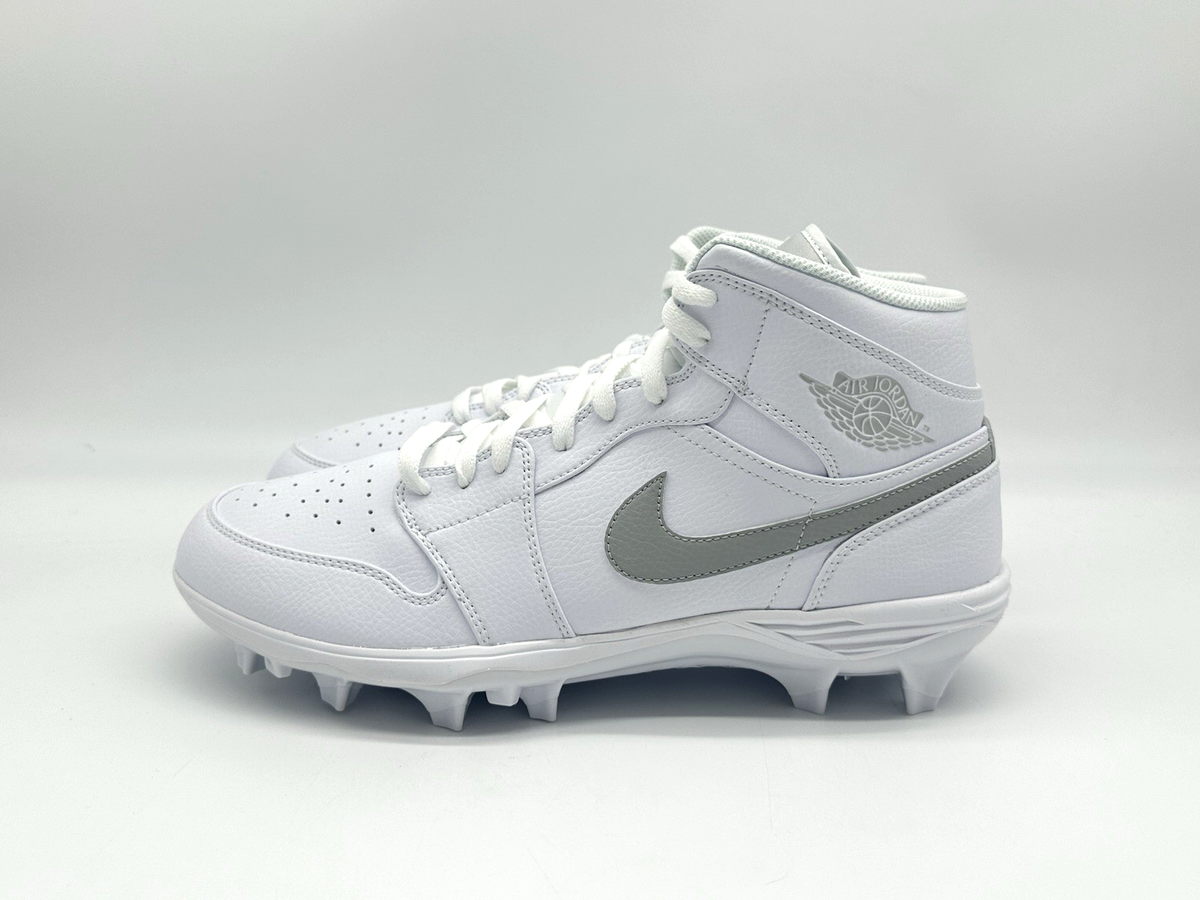 Nike Air Jordan 1 Mid TD Men's Size 12 White Grey Fog Football