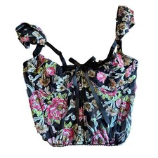 Victoria's Secret Dream Angels black floral embroidered unlined corset 32C NWOT