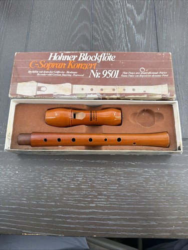 Vintage Hohner Blockflute C-Soprano Konzert Recorder Nr 9501 Maple Baroque + Box
