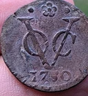 Rare !!! ERROR Double Struck 1750 Dutch Netherlands VOC 1 Duit Holland Coin_b236