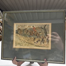 Fox Hunting Bookplate Framed Art Antique Country Decor