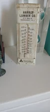Vintage Harris Lumber Advertising Metal Thermometer Weyerhaeuser Rockaway NJ
